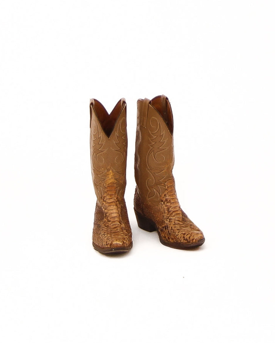 Vegan Leather Crocskin Cowboy Boots, Made-in-the-USA