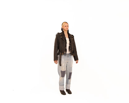 1980s Real Leather Moto Jacket — size 40
