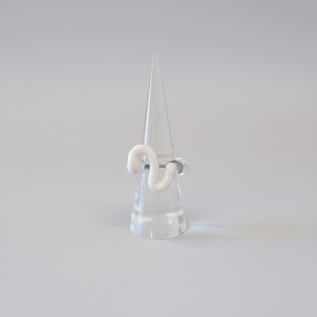 White Squiggle Ring on Cone Studio Packshot