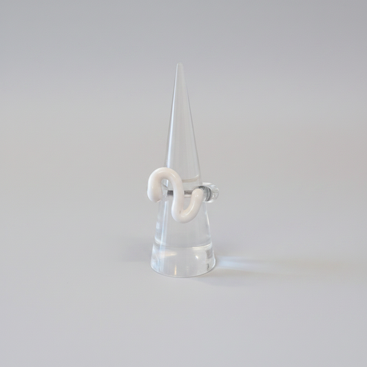 White Squiggle Ring on Cone Studio Packshot