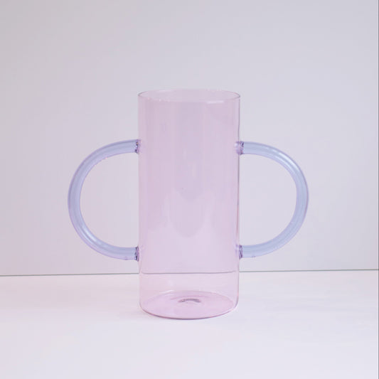 Double Handle Vase - Pink w/Lilac