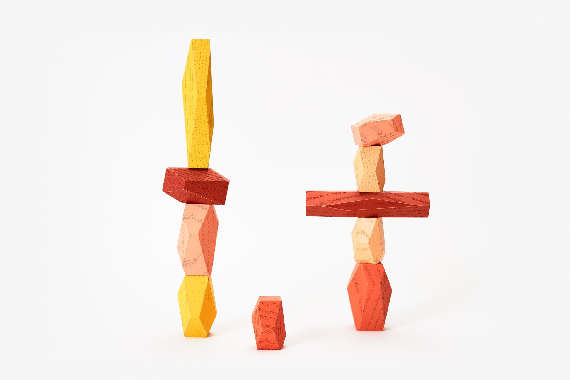 Colourful wooden blocks in various shapes and to stack balance and play with
