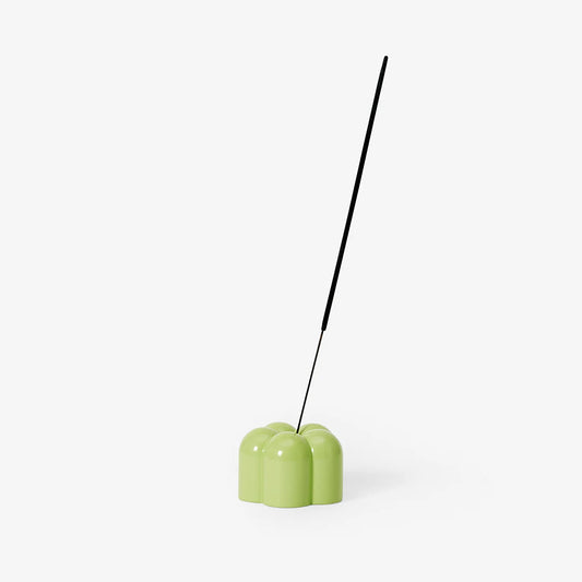 Green flower shaped 2 in 1 candle and incense holder