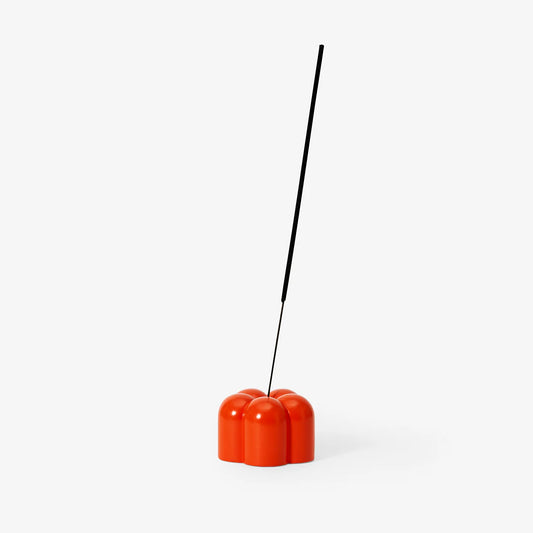 Red flower shaped 2 in 1 candle and incense holder