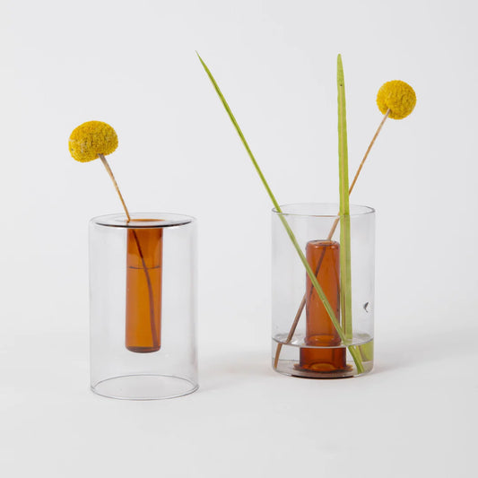 Small Reversible Glass Vase – Grey / Orange